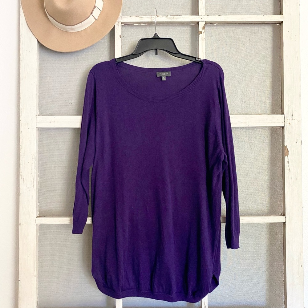 The Limited Sweater xl purple 3/4 sleeves